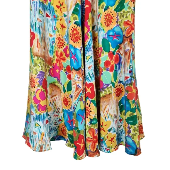 Breeches Vintage 100% Silk Gardengirl Floral Skirt Vibrant Color Women's Size 4 - Picture 4 of 10